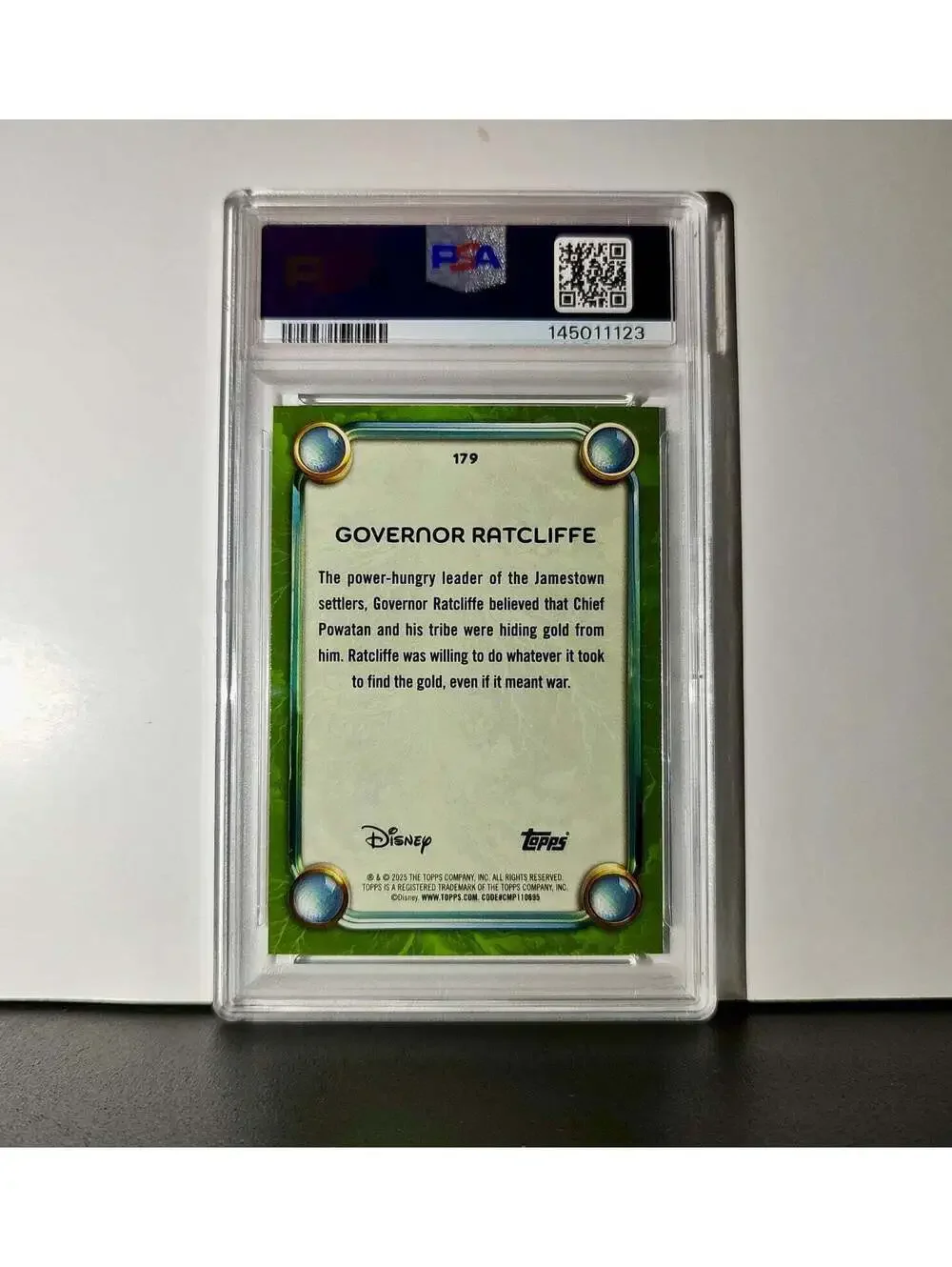 Governor Ratcliffe 2025 Topps Disney Wonder #179 Card Pocahontas PSA 10